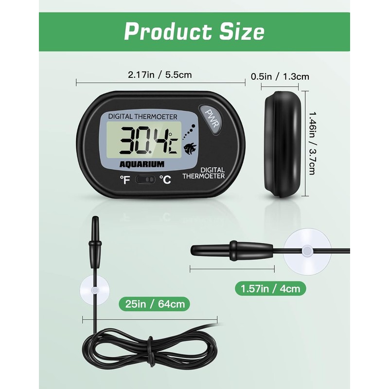 Zacro LCD Digital Aquarium Thermometer Fish Tank Water Terrarium Temperature
