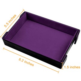 SIQUK 2 Pieces Magnetic Dice Tray Rectangle Folding Dice Rolling Tray PU Leather Dice Trays Dice Holder Storage Box for D&D RPG Dice Games (Gray, Violet)