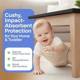 Protectores de Bordes y Esquinas para Muebles | Cojín de Espuma Protectora Suave de 6,2 m Parachoques de 5,5 m 8 Esquinas Adhesivas a Prueba de Niños | No Tóxico y Seguro para Mesa | Negro