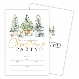 Tabyon Christmas Party Invitation Cards - Watercolor Pine - 20 Invitations & Envelopes, Invites For Christmas Party, Holiday Dinner, Festive Season Party Favor & Decorations - A06