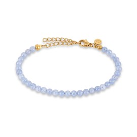 GD GOOD.designs Women's Pearl Bracelet with Real Natural Stone Beads 4 mm Adjustable Gemstone Bracelet with 18 K Gold Plating (15-19 cm) Waterproof Bracelet, Stone