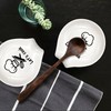 YTNONT Ceramic Patterned Fork Spoon Rest with Message Let's Cook,
