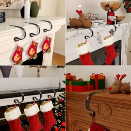 Christmas Stocking Holders with Scratch Protection for Fireplace Mantle, 5 Pack Christmas Stocking Holder for Christmas Stockings Filled with Gifts, Christmas Decoration Supplies (Gold)