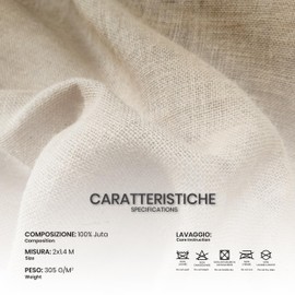Natural Fibre Jute Fabric - Cuts from 2 - 5 - 10 m x 1.40 m Height (Grey, 2 x 1.4 m)