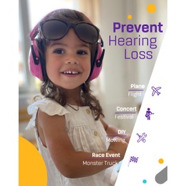 Vanderfields Kids Ear Defenders Children - Noise Cancelling Headphones Autism - 27dB SNR Pink - Passive Sound Blocking Earmuffs - Kids Ear Protection Earmuffs - Boys, Girls, Toddlers Age 3-16 Year