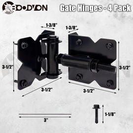 Heavy Duty Self Closing Gate Hinges for Wooden Fences Gates, 90 Degree Adjustable Gate Door Hinges Hardware Kit for Fence Gate, Vinyl gate, Pool gate and Outdoor Gates, 4 Pack, Black Finish