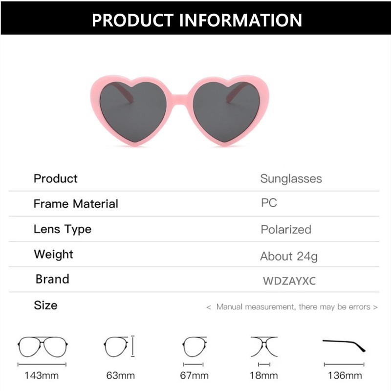 WDZAYXC Polarised Oversized Heart Retro Sunglasses Cute Glasses UV400 Protection,