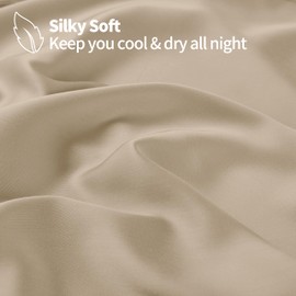 Bamboo Viscose Cooling Fitted Sheet King Size Only, 400 Thread Count, 16" Deep Pocket Cooling Bottom Sheets for Hot Sleeper, Silky Soft Breathable (King, Beige