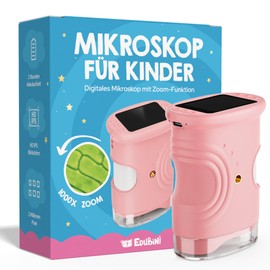 Edubini Digital Microscope for Children [1000x Magnification] - Portable Pocket Microscope for Garden, Forest & Experiments - Children's Microscope Toy with Digital HD Screen [Includes Photo Function]