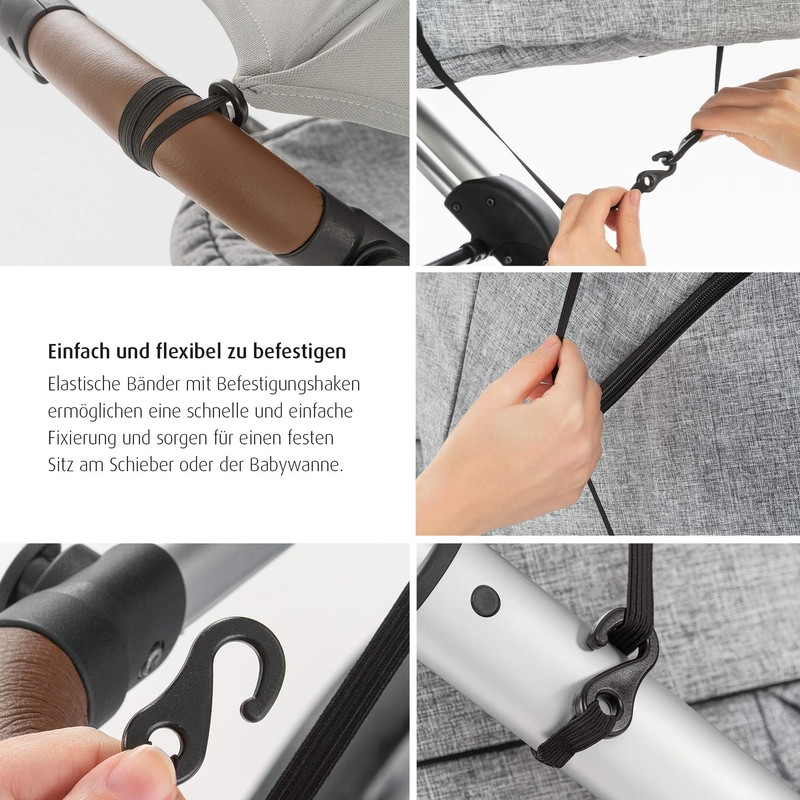 reer ShineSafe Premium Sonnensegel und Schlummertuch für den Kinderwagen, grau