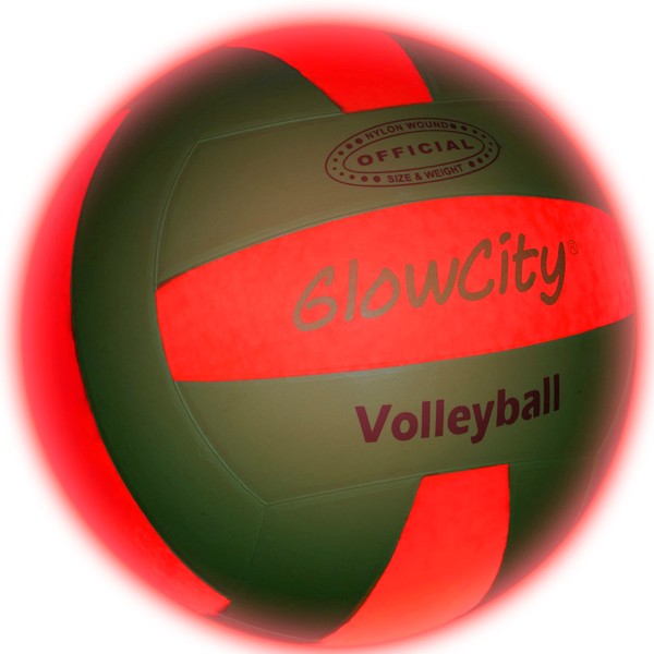 GlowCity Glow in The Dark Volleyball - Light Up Volleyballs for Kids, Teens and Adults with 2 LED Lights and Pre-Installed Batteries - Official Size and Weight﻿