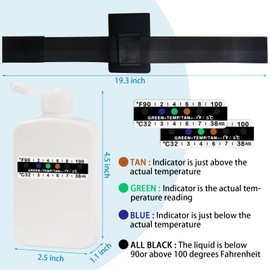 14 Pcs Urine Test Complete Kit Includes 2 White Portable Empty Bottles, 10 Adhesive Temperature Test Strips, Neoprene Bag and Hi-Stretch Hidden Leg Straps, Portable Travel Urine Test Bottle