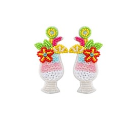 Coconut Palm Tree Beverage Cup Dangle Earring Summer Holiday Hawaii Earring Beach Theme Earring for Women, Alloy Steel, No Gemstone