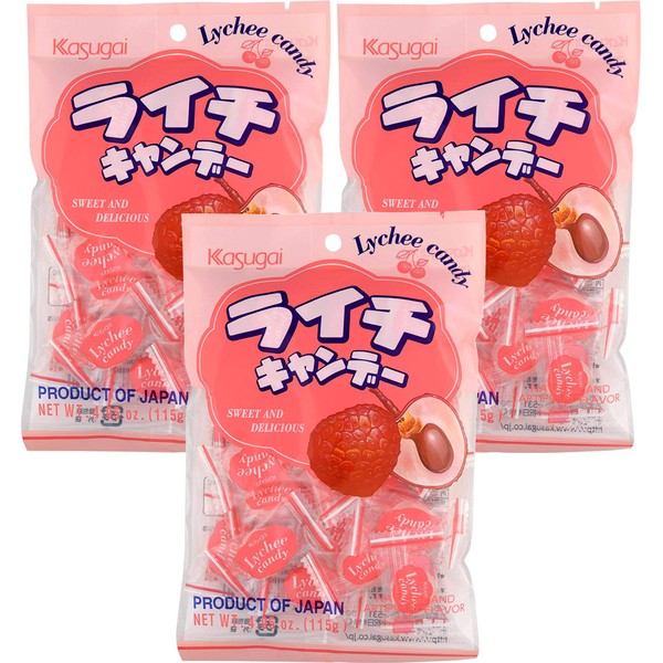 Kasugai Hard Candy Lychee, 4.05 oz (Pack of 3)