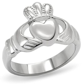 YourJewelleryBox Irish Claddagh Ring Stainless Steel 316K Will Never Tarnish Ireland Tk160PB T
