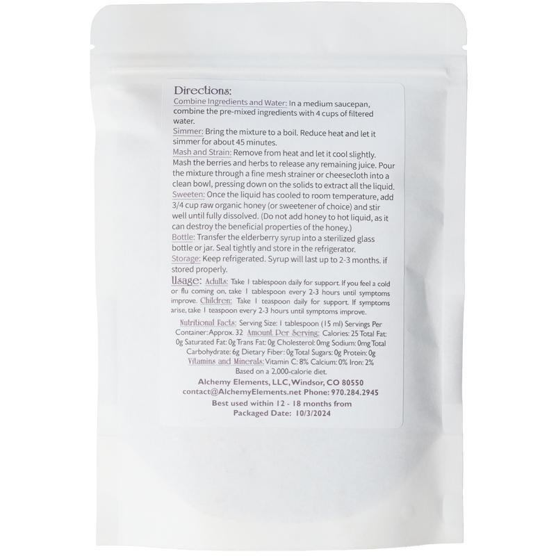 Classic Organic Elderberry Syrup Brew kit by Alchemy Elements 4oz