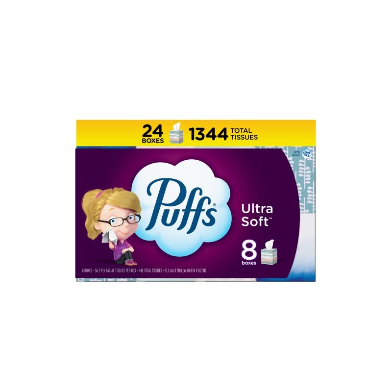 Puffs Ultra Soft Non-Lotion Facial Tissues, 24 Cubes, 56 Tissues