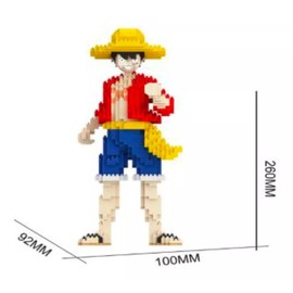 MR. GADGETS Figura Armable de Bloques de Construcción Luffy de One Piece 26cm, Rompecabezas 3D de Mini Blocks, Estatuilla de Bloques de PVC, Fácil Armado, Juguetes para Niños, Ideal para Regalo