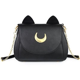 FZ FANTASTIC ZONE Moon Luna Cat Purses Pu Leather Gothic Purse Cosplay Moon Sailor Bag Handbags Shoulder Bags