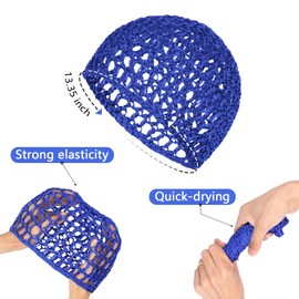 XRACEPHOL 2 PCS Hair Nets for Sleeping Mesh Crochet Hair Wrap Breathable Sleep Cap for Women Reusable Elastic Hairnet（Black，Blue）