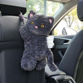 Tissue Box Cover Plush Tissue Box Holder for Car, Home, Decorative Holder/Organizer for Bathroom Vanity Countertop, Nightstands, Office Desk-Cat