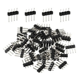 Unifizz 50 Pcs 2.54mm Pitch Straight Single Row Male Pin Header 4 Pin Copper Connector Strip for PCB Board Prototyping