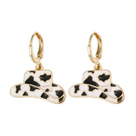 RUOFFETA Western Cowgirl Boot Earrings for Women, Cowgirl Hat dangle Earrings(Cow Hat)