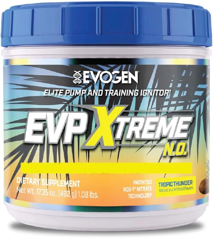 Evogen EVP-3D  Pre-entrenador, nitrato de arginina, citrulina, beta-alanina, libre de estimulante  40 servicos (TROPIC THUNDER)