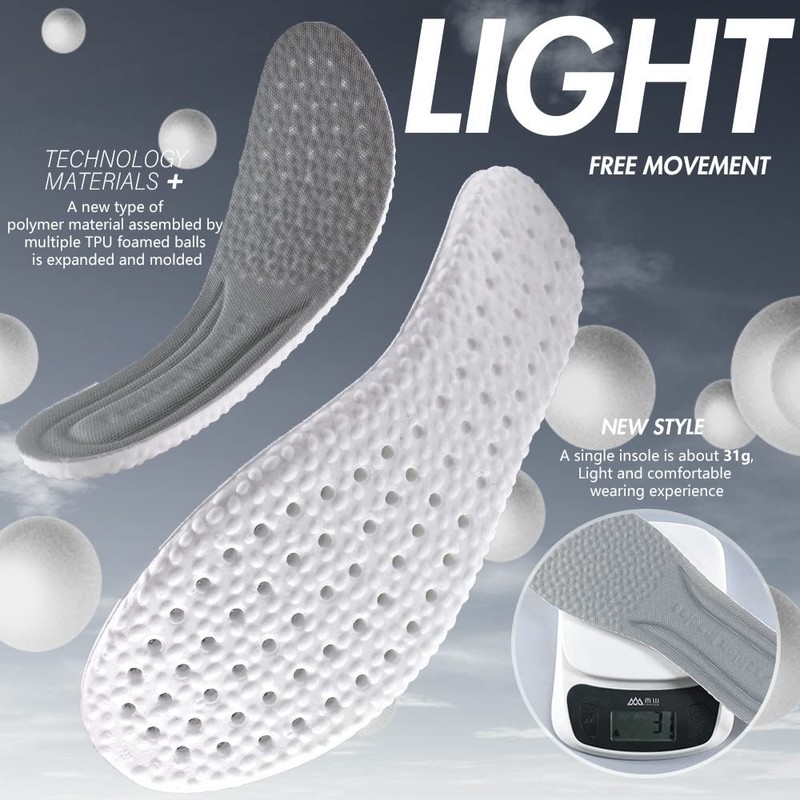 XINIFOOT 3 Pairs Flexible Replacement Insoles with Shock Absorption, E-TPU
