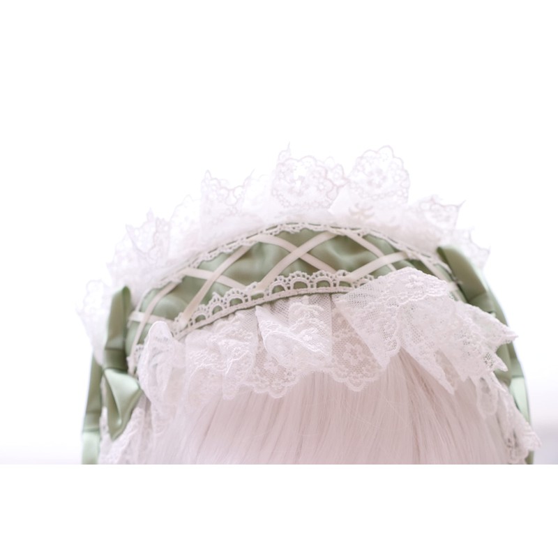 C-05-3 Light Green Maid Lolita Headband with Bow Gothic Hair
