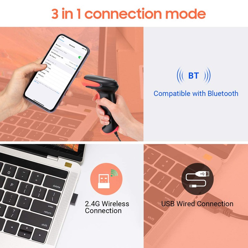 Tera Pro Bluetooth Barcode Scanner Wireless 1D 2D QR Code