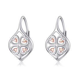 Kleeblatt Ohrringe Sterling Silber Keltischer Knoten Kleeblatt Leverback Ohrringes Irischer St. Patricks Day Glücksschmuck Geschenke für Frauen (Klee Ohrringe)