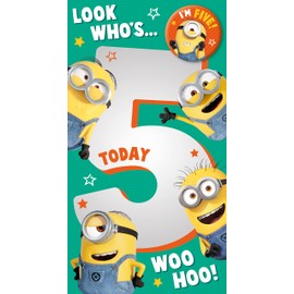 Danilo Cards Age 5 Minions Card, Happy 5th Birthday Card,9 x 5