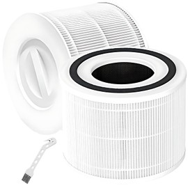 2 Pack True HEPA Core 300 Replacement Filter for LEVOIT Core 300 and Core 300S Air Purifier, Core 300-RF, 3-in-1 H13 Activated Carbon Filtration System for Dust, Lint, Pollen, Pet Dander etc. (White)