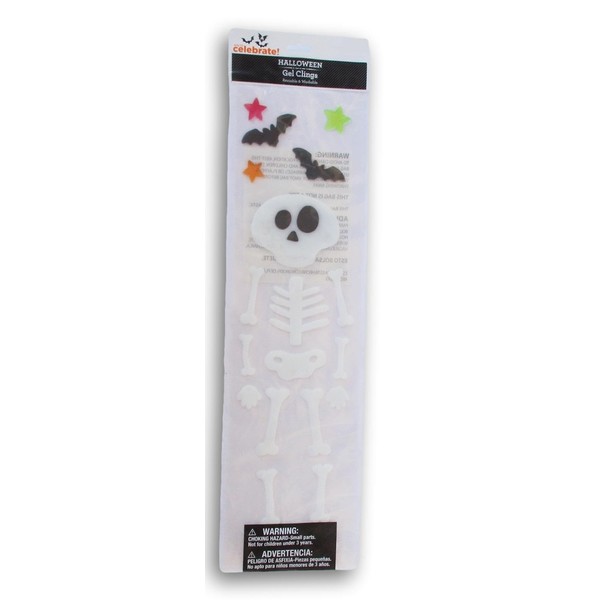 Halloween Gel Window Clings - Skeleton and Bats - 20
