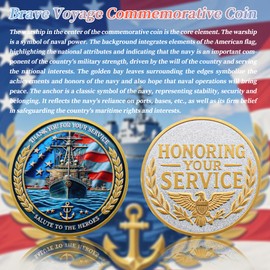 Navy Military Challenge Coin - Iconic Naval Vessel Design Collection Coin - Thank You for Your Service - Tribute to The Navy Commemorative Coin (1Pcs)