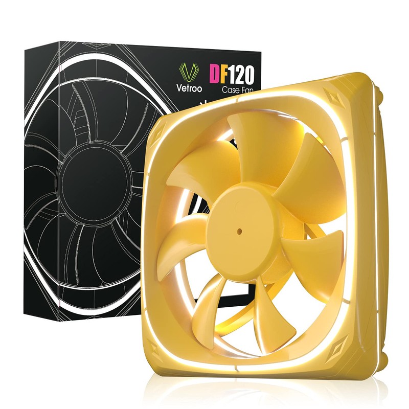 Vetroo DF120 3 Pack Case Fans, 120mm LED Lighting PC