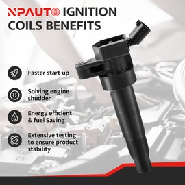 NPAUTO Ignition Coils Pack of 4 fit for 2.4 2.0 Hyundai Sonata, Kia Optima, Santa Fe Sport Tucson Genesis Coupe Sorento Sportage Forte Koup Rondo 2008 2009 2010 2011 2012 2013 2014 L4, 27300-3f100
