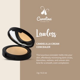 Candelilla Cream Concealer - Lawless Color - Vegan, Gluten-Free, Non-GMO - Minimizes Dark Circles, Blemishes, Redness & Uneven Skin Tone with Shea Butter & Coconut Oil - 0.11 oz