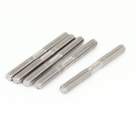 sourcing map M6x60mm 304 Stainless Steel Double End Threaded Stud Screw Bolt 5Pcs