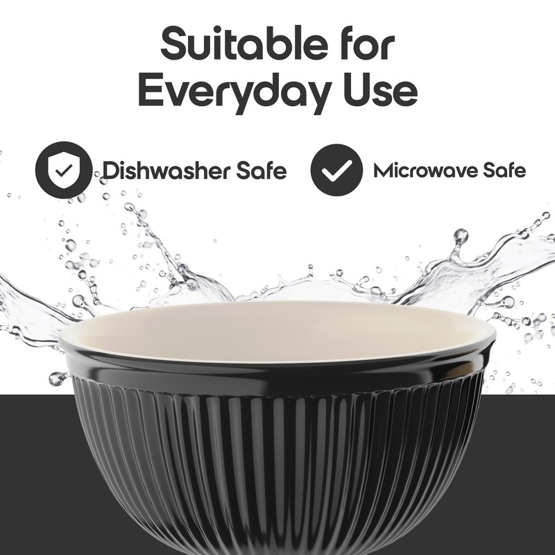 Omniware Simsbury Batter Bowl Set, 3-Piece Nesting Bowls, Stoneware Kitchen