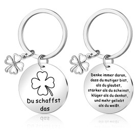 AOZUO Lucky Charm Keyring, Motivational Gifts, Courage Small Gifts, Gifts for Women, Girlfriend, Friendship Gifts, Birthday Gift for Women, Inspirational Gifts, silver