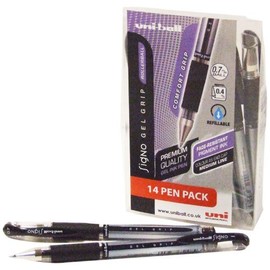 uni-ball Signo Gel Grip UM151 Gel Rollerball Pen with Rubber Grip Pack of 14 Black