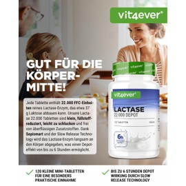 vit4ever Lactase 22,000 FCC Depot - 120 Tablets - Sepismart Slow Release