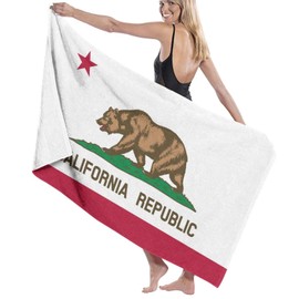 FNQKMLEP California Flag Super Soft Beach Quick-Drying Bath Towel Unisex Large Absorbent Towel Blanket Suitable for Outdoor Travel Camping Yoga Gym Swimming Bath