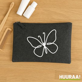 Huuraa Kulturbeutel Schmetterling Silhouette Geschenk 1 Liter Charcoal Filz Schmetterling Geschenkidee