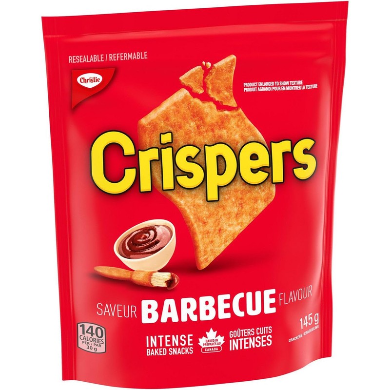 Christie Crispers, Barbecue Crackers, 145g/5.1 Ounce, Bag, Imported from Canada)