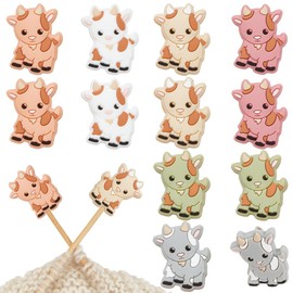WEBEEDY 12PCS Goat Knitting Needle Stoppers Needle Point Protectors Needle End Caps Small Knitting Tip Protectors Needle Hugger Knitting Crochet Supplies Accessories for Knitting Gifts