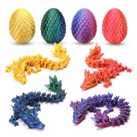 4PCS 3D Printed Dragon Eggs with Dragon Inside, Small Stocking Stuffers for Kids, 3D Printed Animals Dinosaur Eggs Fidget Toys for Teens, Fun Christmas Decorations Gifts for Girls Boys Party Favors