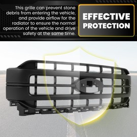 HECASA Front Grille Compatible with 2021-2023 Ford F-150 Replacement for ML348200GE Sport Lariat Grill Painted Black